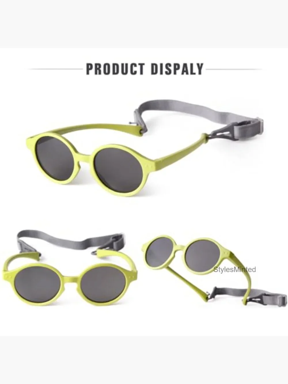 Baby Sunglasses UV400 Polarized TPEE Flexible Frame Adjustable Strap 0-24 Months